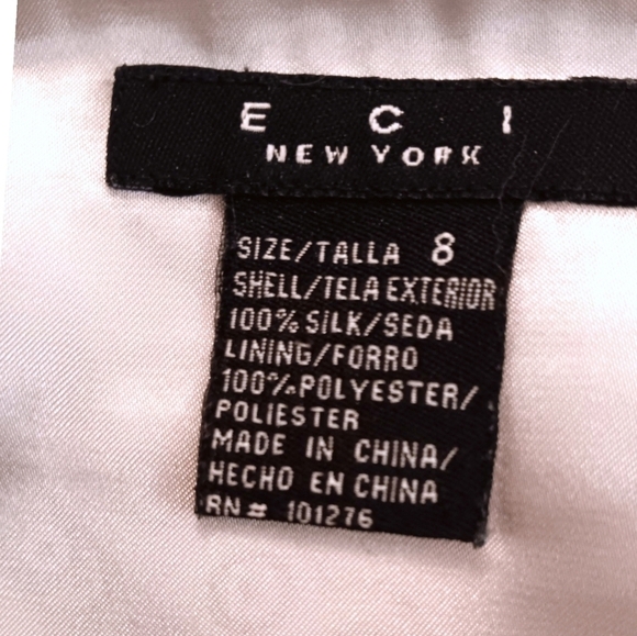 Silk Skirt Lined, Large Print, Navy & White, Size 8 - Picture 5 of 6